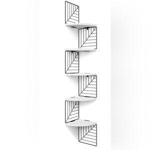 White Corner Shelves with Black Brackets